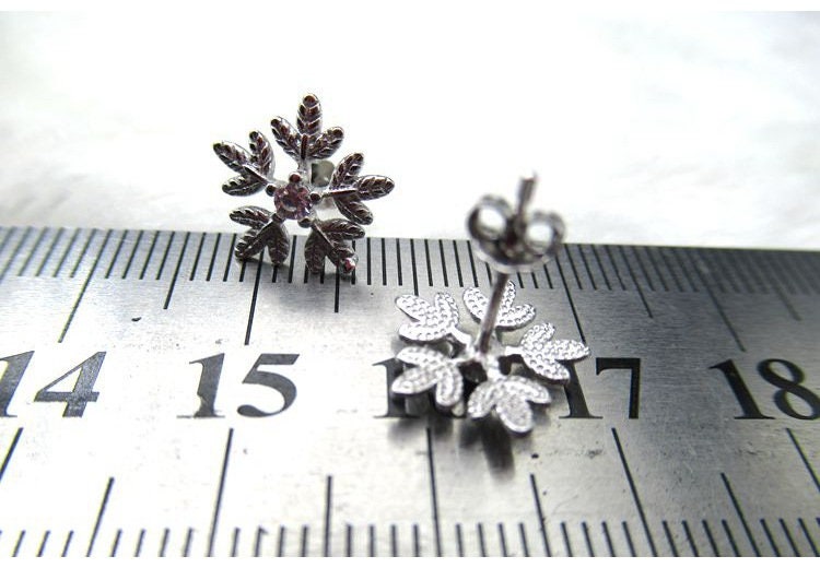 Sterling Silver Earrings Sticks Posts Snowflake Head Studs 12mm Earring Findings for Handmade Pure Fine Jewelry Making Wholesale Bulk