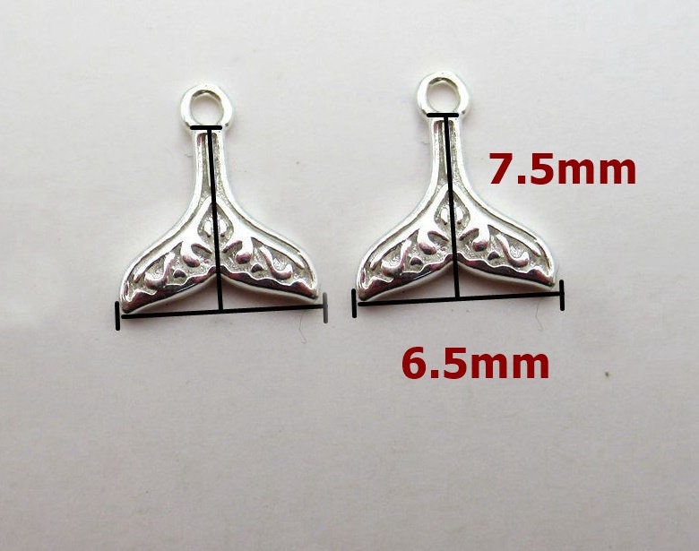 Sterling Silver Fishtail Charm Pendant 6.5x7.5mm Charms Findings for Handmade Pure Fine Jewelry Making Wholesale Bulk