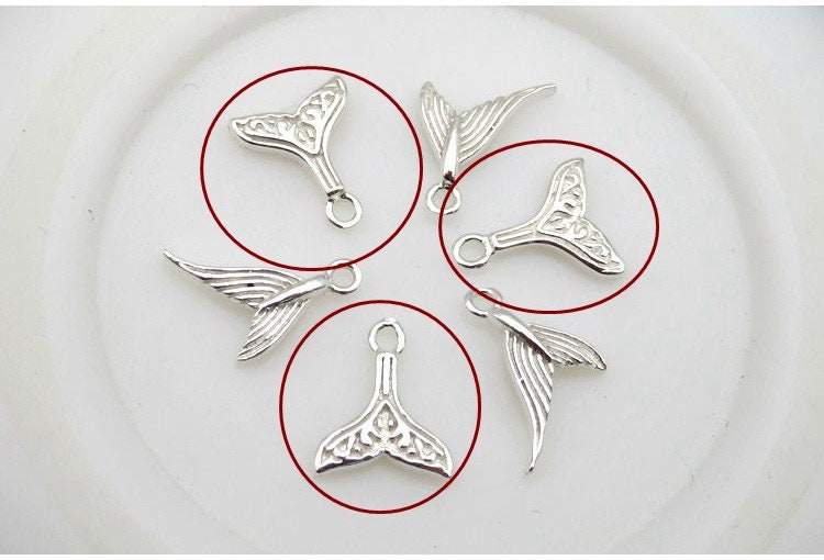 Sterling Silver Fishtail Charm Pendant 6.5x7.5mm Charms Findings for Handmade Pure Fine Jewelry Making Wholesale Bulk