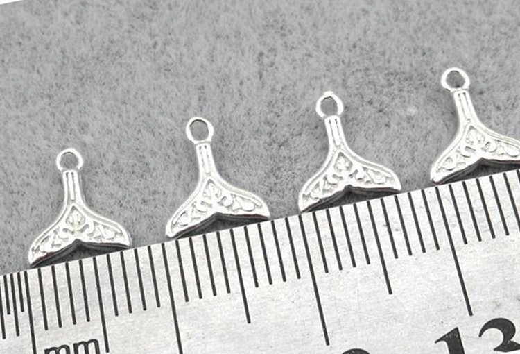 Sterling Silver Fishtail Charm Pendant 6.5x7.5mm Charms Findings for Handmade Pure Fine Jewelry Making Wholesale Bulk