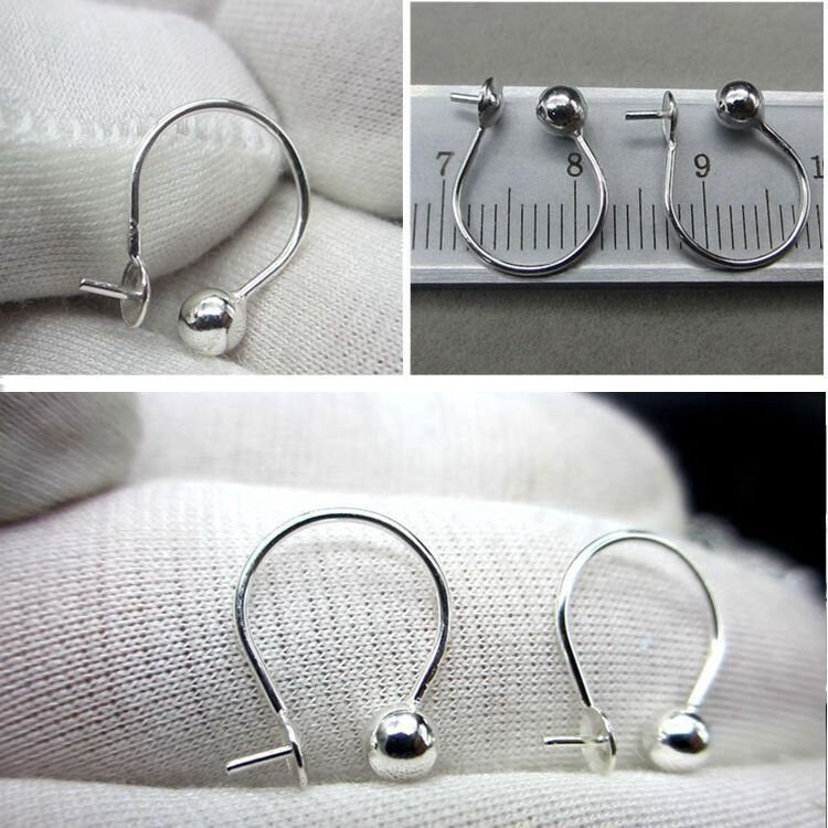 Sterling Silver Earrings Round Hook with Pearl Holder 12mm Earring Findings for Handmade Pure Fine Jewelry Making Wholesale Bulk