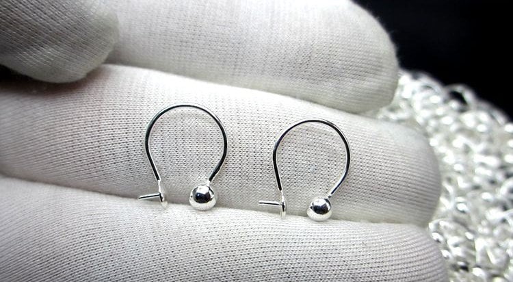 Sterling Silver Earrings Round Hook with Pearl Holder 12mm Earring Findings for Handmade Pure Fine Jewelry Making Wholesale Bulk