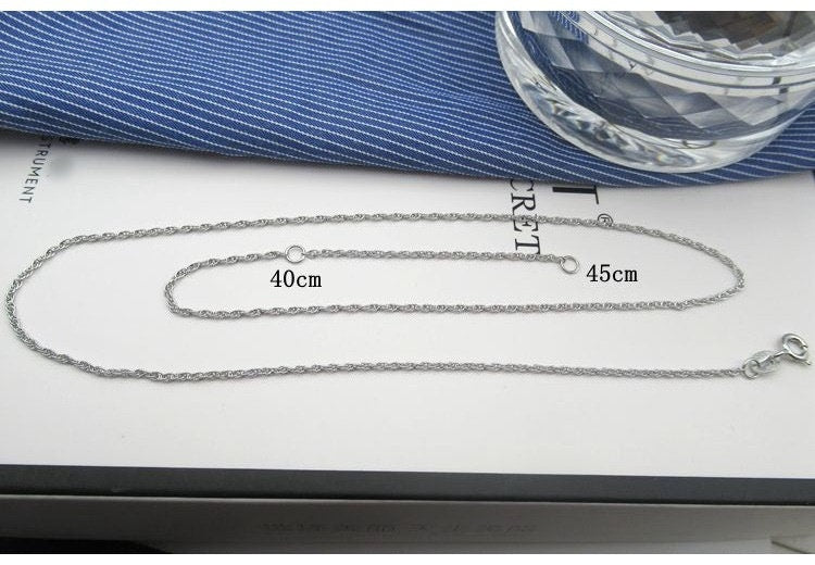 Sterling Silver Rope Chain Neclace with Spring Clasp 45cm Chain Findings for Handmade Pure Fine Jewelry Making Wholesale Bulk