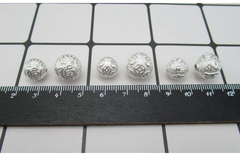 Sterling Silver Round Spacer Beads  10 12 mm Beads Findings for Handmade Pure Fine Jewelry Making Wholesale Bulk