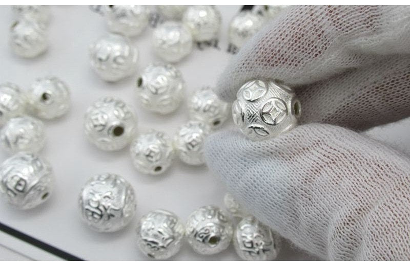 Sterling Silver Round Spacer Beads  10 12 mm Beads Findings for Handmade Pure Fine Jewelry Making Wholesale Bulk