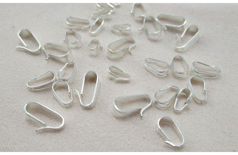 Sterling Silver Pinch Bail 3.5x6.5; 4.5x7; 5x10mm Pendant Findings for Handmade Pure Fine Jewelry Making Wholesale Bulk