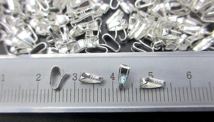 Sterling Silver Pinch Bail 3.5x6.5; 4.5x7; 5x10mm Pendant Findings for Handmade Pure Fine Jewelry Making Wholesale Bulk