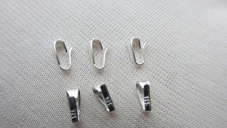 Sterling Silver Pinch Bail 3.5x6.5; 4.5x7; 5x10mm Pendant Findings for Handmade Pure Fine Jewelry Making Wholesale Bulk