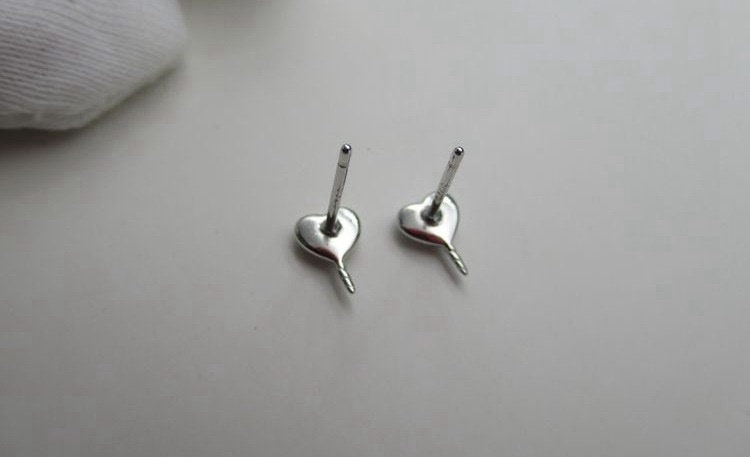 Sterling Silver Earrings Sticks Posts Heart Head Studs 12mm Earring Findings for Handmade Pure Fine Jewelry Making Wholesale Bulk