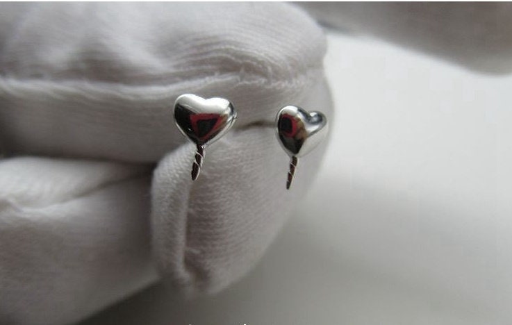 Sterling Silver Earrings Sticks Posts Heart Head Studs 12mm Earring Findings for Handmade Pure Fine Jewelry Making Wholesale Bulk