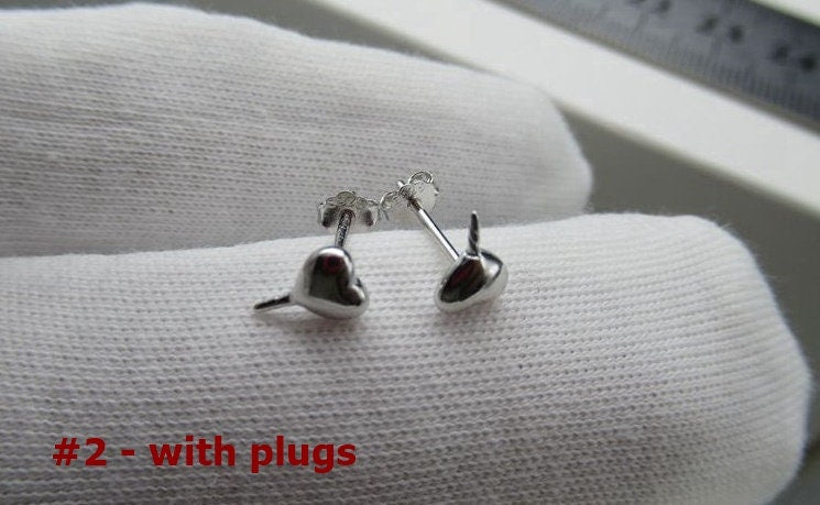 Sterling Silver Earrings Sticks Posts Heart Head Studs 12mm Earring Findings for Handmade Pure Fine Jewelry Making Wholesale Bulk