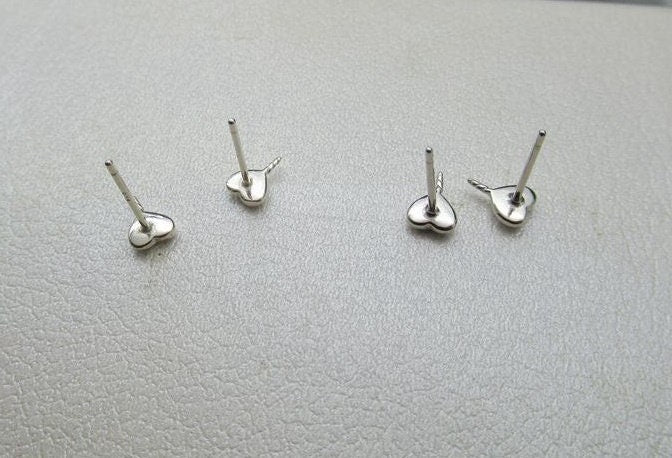 Sterling Silver Earrings Sticks Posts Heart Head Studs 12mm Earring Findings for Handmade Pure Fine Jewelry Making Wholesale Bulk