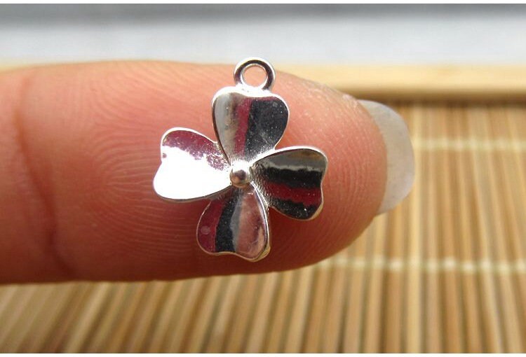 Sterling Silver Clover Charm Pendant 9.6mm Charms Findings for Handmade Pure Fine Jewelry Making Wholesale Bulk