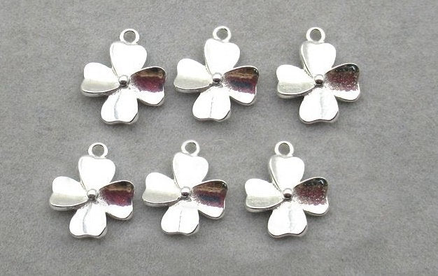 Sterling Silver Clover Charm Pendant 9.6mm Charms Findings for Handmade Pure Fine Jewelry Making Wholesale Bulk