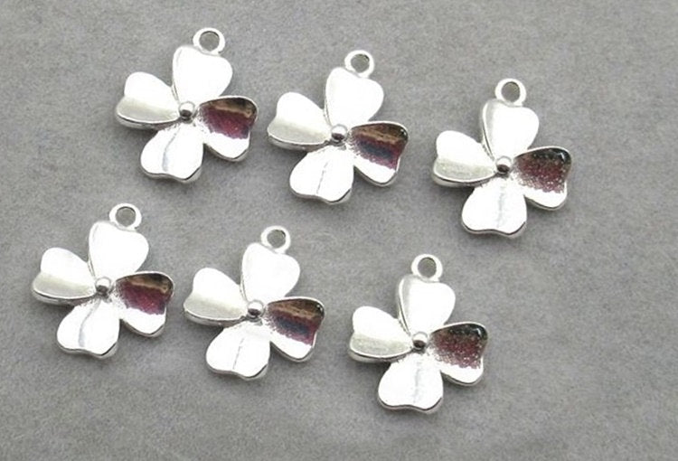 Sterling Silver Clover Charm Pendant 9.6mm Charms Findings for Handmade Pure Fine Jewelry Making Wholesale Bulk