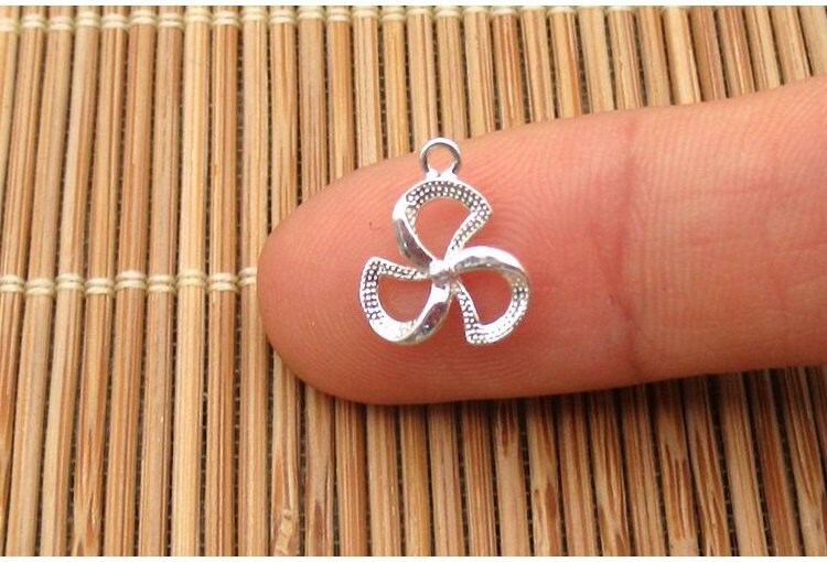 Sterling Silver 3 Three Leaf Shamrock Clover Charm Pendant 9mm Charms Findings for Handmade Pure Fine Jewelry Making Wholesale Bulk