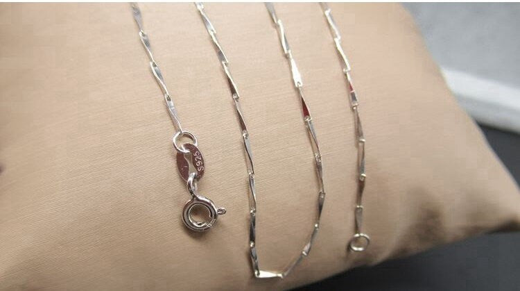 Sterling Silver Bar Chain Necklace with Spring Ring Buckle 40 45 cm Chain Findings for Handmade Pure Fine Jewelry Making Wholesale Bulk