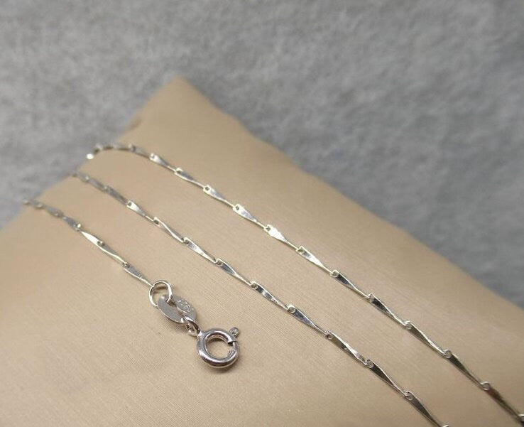 Sterling Silver Bar Chain Necklace with Spring Ring Buckle 40 45 cm Chain Findings for Handmade Pure Fine Jewelry Making Wholesale Bulk