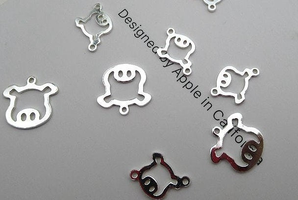 Sterling Silver Piglet Charm Pendant 9 12 mm Charms Findings for Handmade Pure Fine Jewelry Making Wholesale Bulk