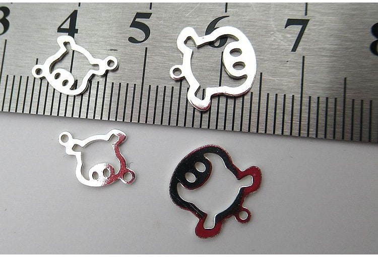 Sterling Silver Piglet Charm Pendant 9 12 mm Charms Findings for Handmade Pure Fine Jewelry Making Wholesale Bulk