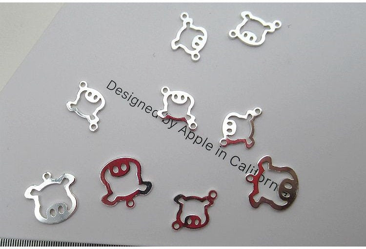 Sterling Silver Piglet Charm Pendant 9 12 mm Charms Findings for Handmade Pure Fine Jewelry Making Wholesale Bulk