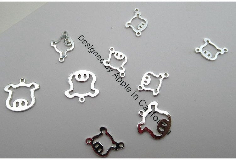 Sterling Silver Piglet Charm Pendant 9 12 mm Charms Findings for Handmade Pure Fine Jewelry Making Wholesale Bulk