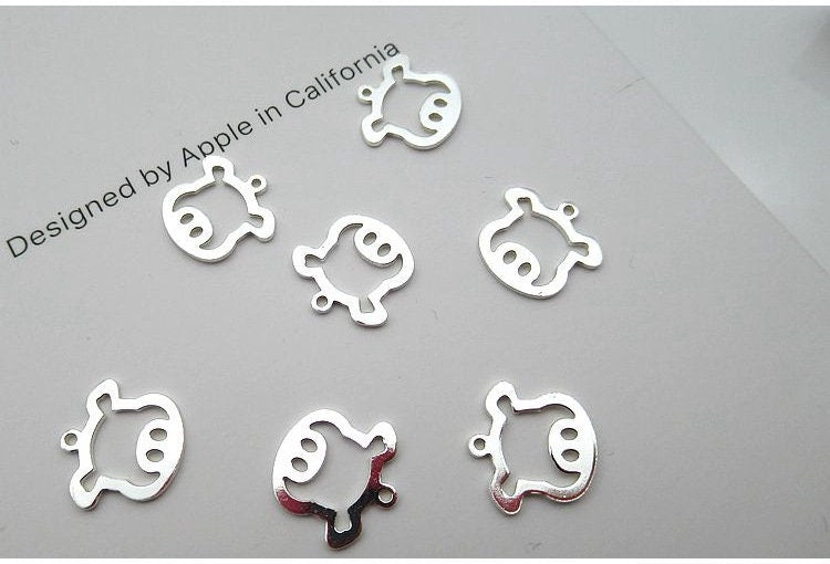 Sterling Silver Piglet Charm Pendant 9 12 mm Charms Findings for Handmade Pure Fine Jewelry Making Wholesale Bulk