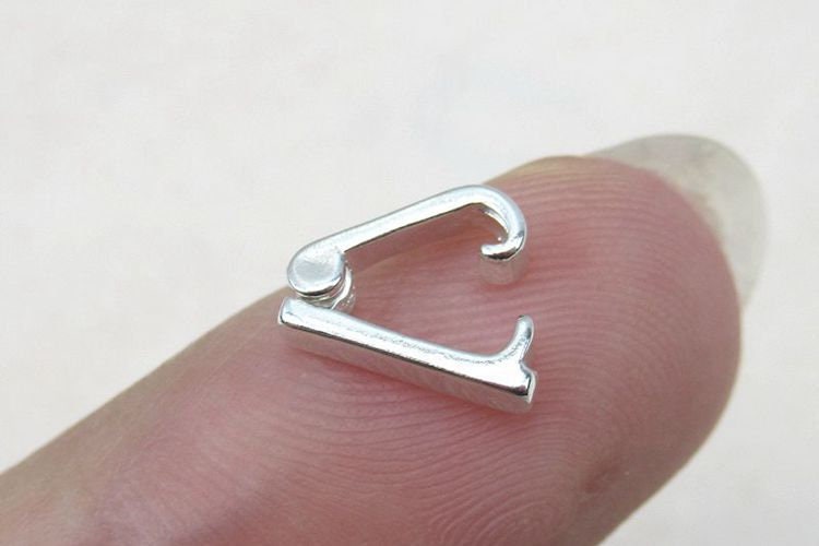 Small Stapler Clasp 4.2x9.3mm Flat Plain Pinch Bail 925 Sterling Silver Pendant Findings for Handmade Jewelry Making Wholesale Bulk