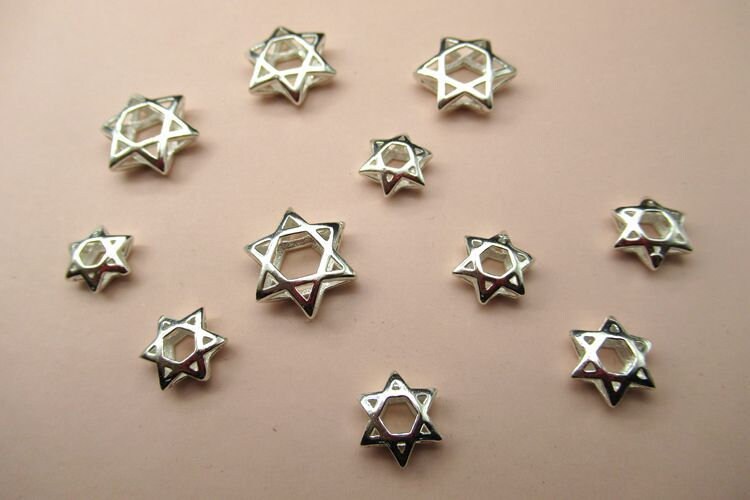 Sterling Silver Star Spacer Beads 8 10 12 mm Charms Findings for Handmade Pure Fine Jewelry Making Wholesale Bulk