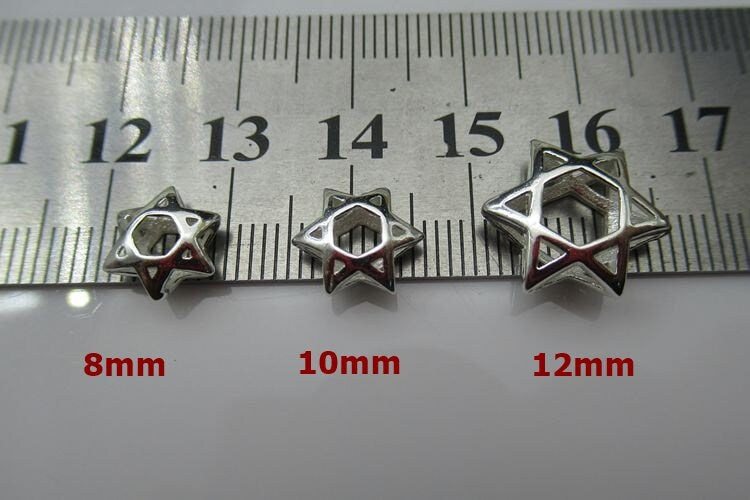 Sterling Silver Star Spacer Beads 8 10 12 mm Charms Findings for Handmade Pure Fine Jewelry Making Wholesale Bulk