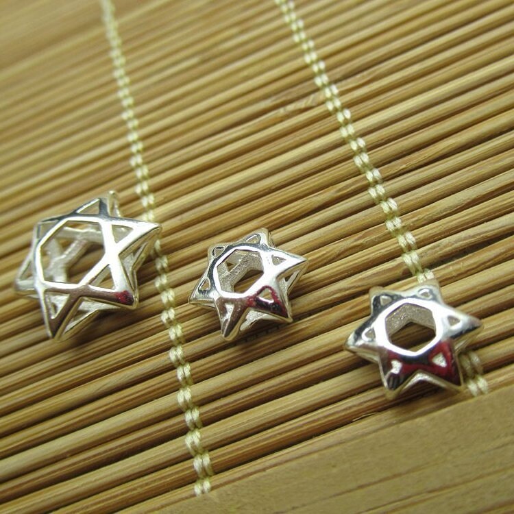 Sterling Silver Star Spacer Beads 8 10 12 mm Charms Findings for Handmade Pure Fine Jewelry Making Wholesale Bulk