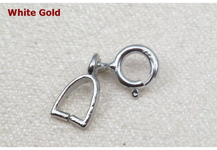 Sterling Silver Pinch Bail with Spring Clasp 3x4mm Pendant Findings for Handmade Pure Fine Jewelry Making Wholesale Bulk