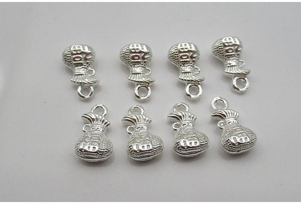 Sterling Silver luck Bag Charm Pendant 7.1x11.7mm Charms Findings for Handmade Pure Fine Jewelry Making Wholesale Bulk