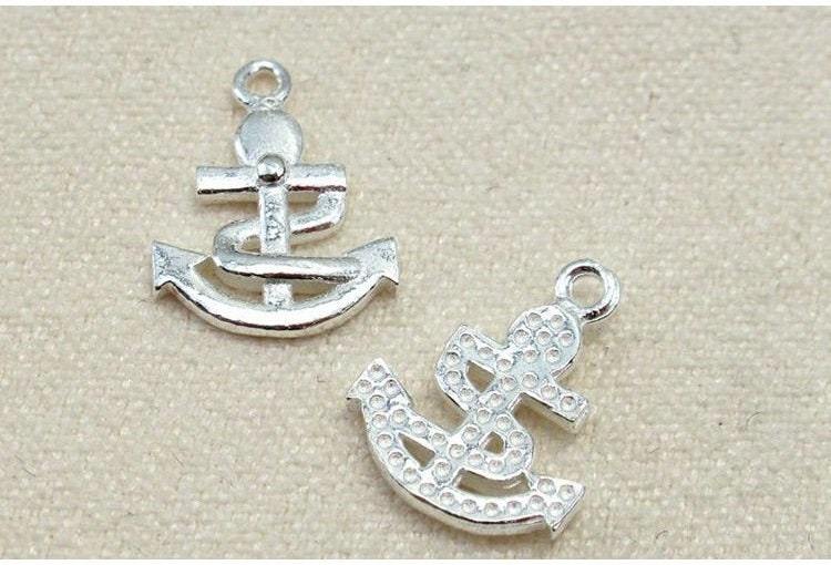 Sterling Silver Anchor Charm Pendant 9x11mm Charms Findings for Handmade Pure Fine Jewelry Making Wholesale Bulk