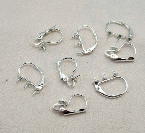 Sterling Silver Lever Back Earring Hook Pearl Holder Settings 3 4 mm Earring Findings for Handmade Pure Fine Jewelry Making Wholesale Bulk