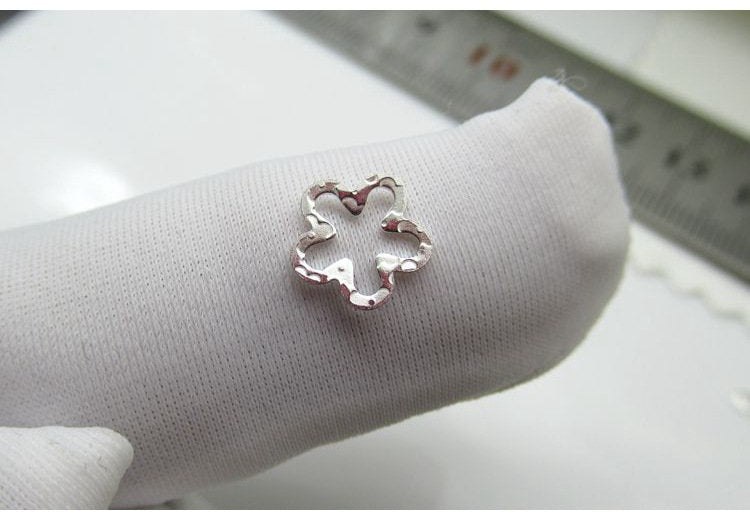 Sterling Silver Flower Charm Pendant 8mm Charms Findings for Handmade Pure Fine Jewelry Making Wholesale Bulk