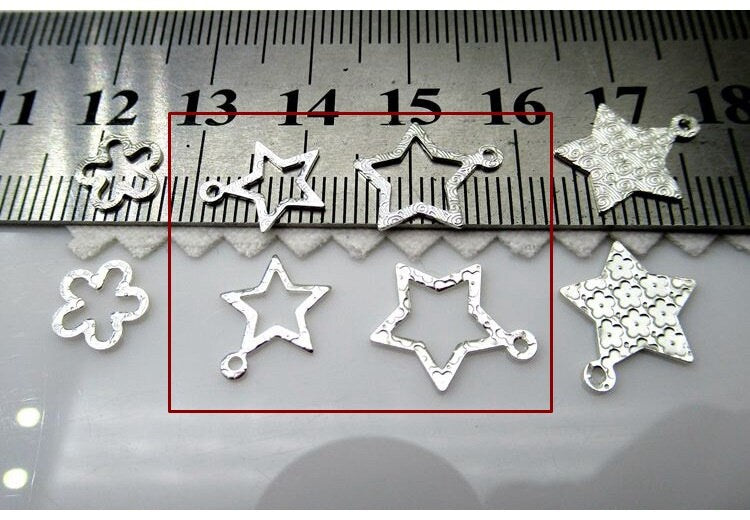 Sterling Silver Five-pointed Cutout Star Charm Pendant 12 15 mm Charms Findings for Handmade Pure Fine Jewelry Making Wholesale Bulk