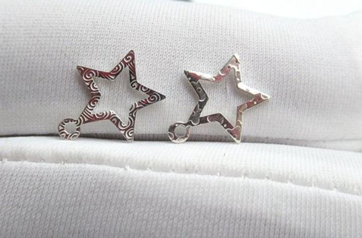 Sterling Silver Five-pointed Cutout Star Charm Pendant 12 15 mm Charms Findings for Handmade Pure Fine Jewelry Making Wholesale Bulk