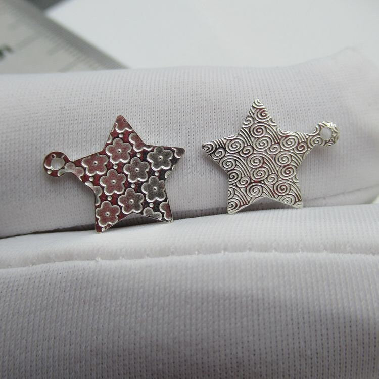 Sterling Silver 5-pointed Star Charm Pendant 16 mm Charms Findings for Handmade Pure Fine Jewelry Making Wholesale Bulk