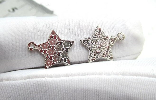 Sterling Silver 5-pointed Star Charm Pendant 16 mm Charms Findings for Handmade Pure Fine Jewelry Making Wholesale Bulk