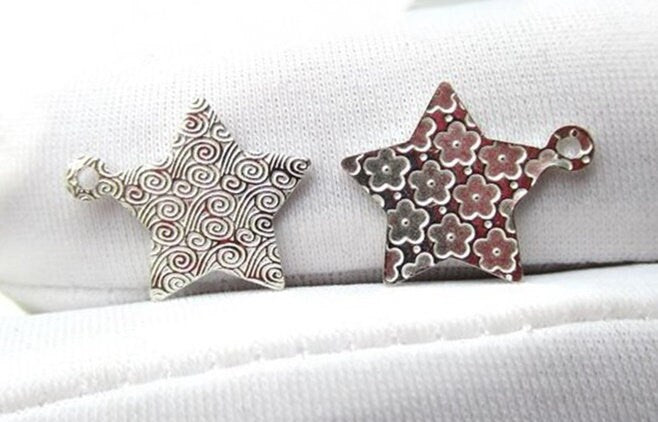 Sterling Silver 5-pointed Star Charm Pendant 16 mm Charms Findings for Handmade Pure Fine Jewelry Making Wholesale Bulk