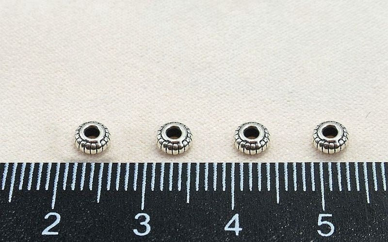 Sterling Silver Rondelle Donut Spacer Beads 4.4mm Bracelet Findings for Handmade Pure Fine Jewelry Making Wholesale Bulk