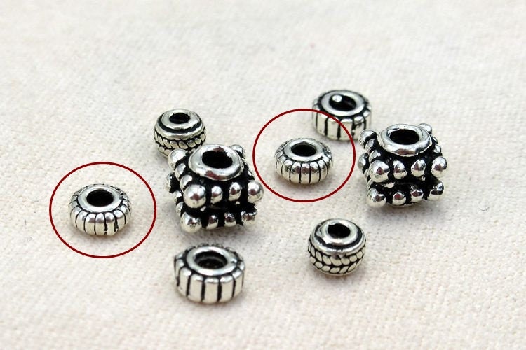 Sterling Silver Rondelle Donut Spacer Beads 4.4mm Bracelet Findings for Handmade Pure Fine Jewelry Making Wholesale Bulk