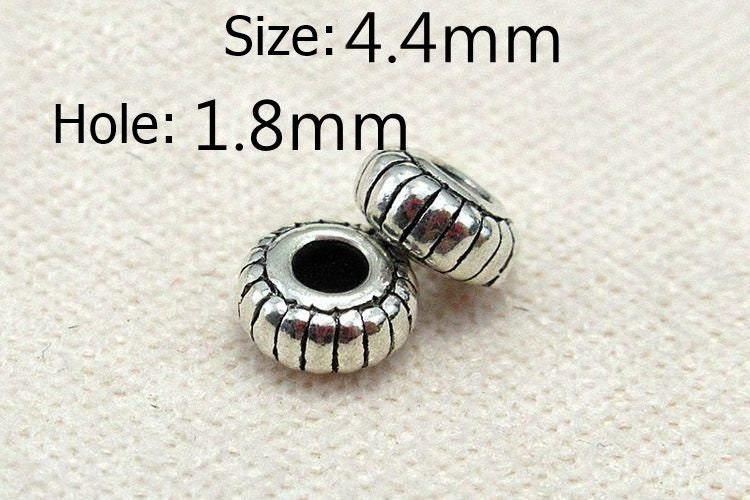 Sterling Silver Rondelle Donut Spacer Beads 4.4mm Bracelet Findings for Handmade Pure Fine Jewelry Making Wholesale Bulk