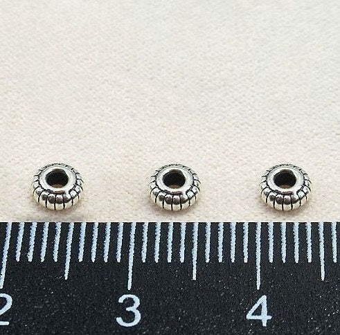 Sterling Silver Rondelle Donut Spacer Beads 4.4mm Bracelet Findings for Handmade Pure Fine Jewelry Making Wholesale Bulk