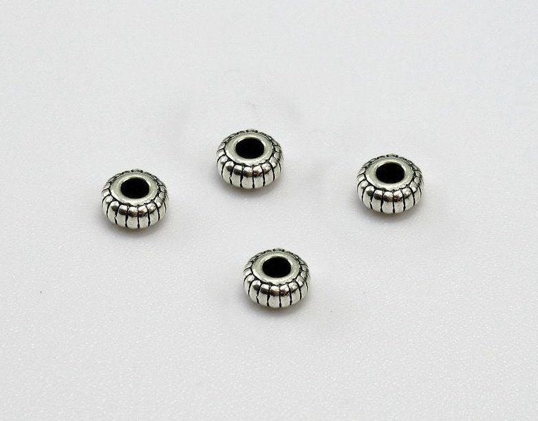 Sterling Silver Rondelle Donut Spacer Beads 4.4mm Bracelet Findings for Handmade Pure Fine Jewelry Making Wholesale Bulk