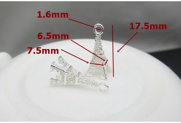 Sterling Silver Eiffel Tower Charm Pendant 17.5 mm Charms Findings for Handmade Pure Fine Jewelry Making Wholesale Bulk