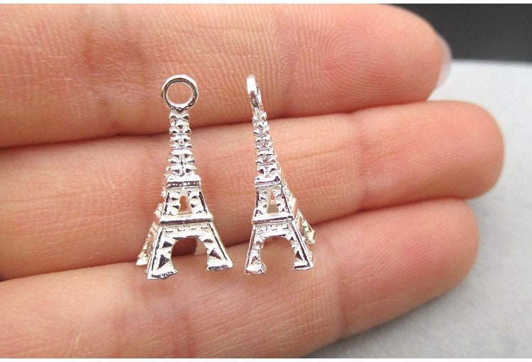 Sterling Silver Eiffel Tower Charm Pendant 17.5 mm Charms Findings for Handmade Pure Fine Jewelry Making Wholesale Bulk