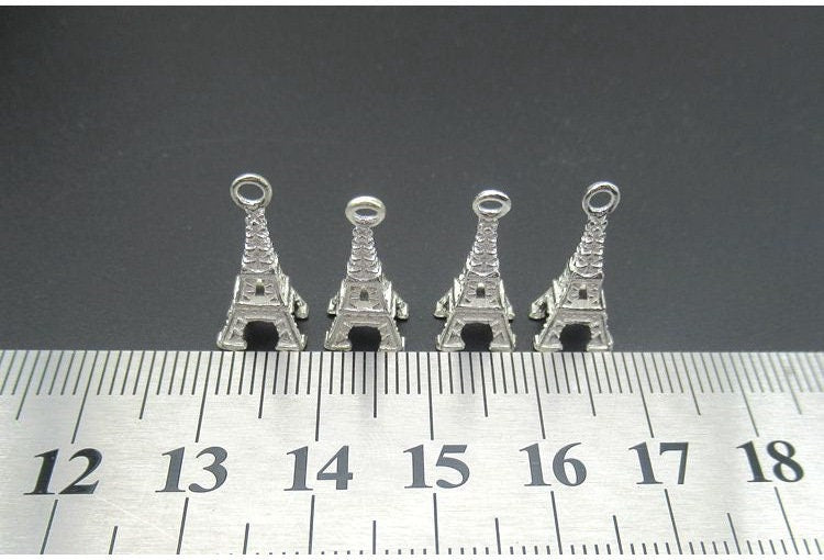 Sterling Silver Eiffel Tower Charm Pendant 17.5 mm Charms Findings for Handmade Pure Fine Jewelry Making Wholesale Bulk