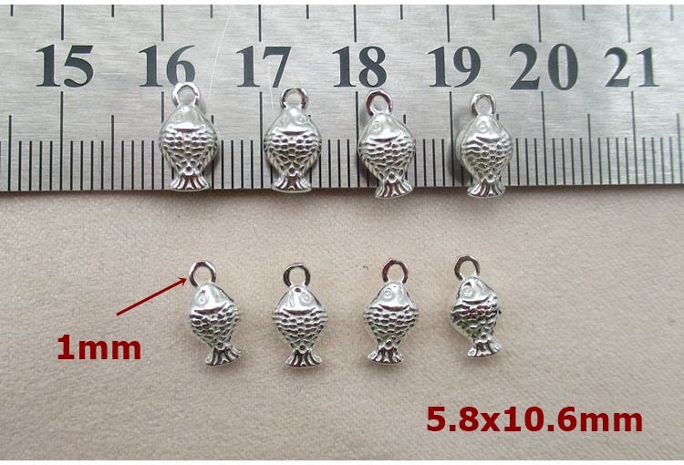 Sterling Silver Fish Charm Pendant 5.8x10.6mm Charms Findings for Handmade Pure Fine Jewelry Making Wholesale Bulk